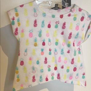 Girls Leon Loves Lime Pineapple print tee